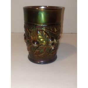 Northwood Signed Carnival Glass Acorn Burrs Amethyst 4 1/8" Tumbler 1910-